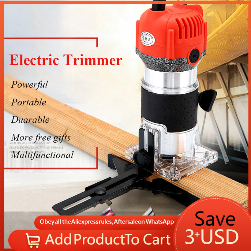 Wood Milling Machine Electric Wood CNC Trimmer Router Woodworking Manual Engraving Slotting Trimming Hand Carving 220V 1100W