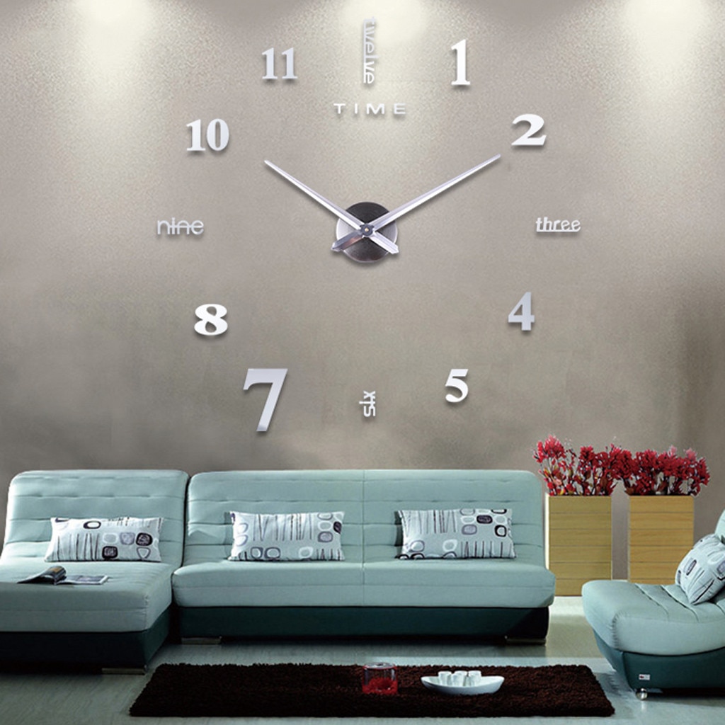 Grote Wandklok Creatieve Diy Spiegel Sticker Muur Horloge Modern Home Klok Woonkamer Decoraties Met Pointer #25
