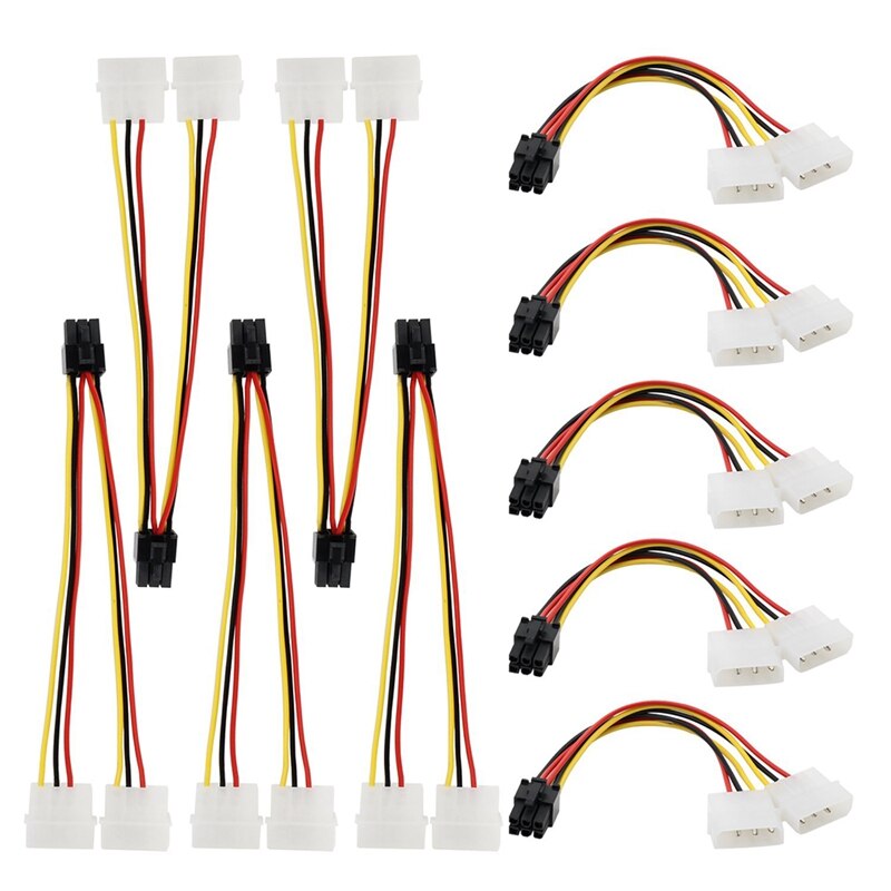 10Pcs Molex 4 Pin Pci-E Pci Expess 6 Pin Power Adapter Kabel Connector Voeding Voor Video Kaarten