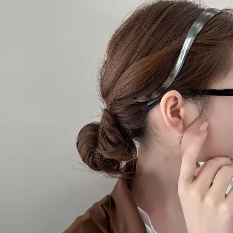 Diademas con forma de marco para gafas de sol Vintage, aro de pelo fino acrílico estampado, diadema Simple antideslizante, accesorios para el cabello para mujer: Gris