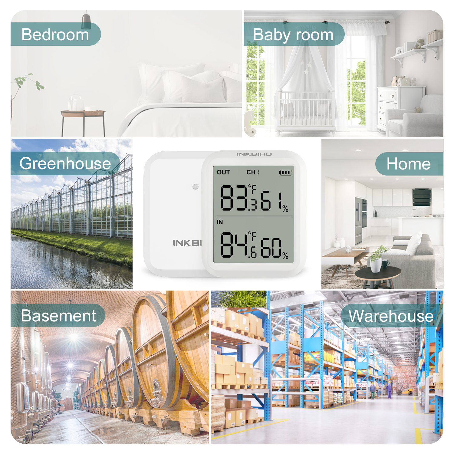 INKBIRD-termómetro inalámbrico ITH-20R, higrómetro con sonda de temperatura externa para el hogar, habitación, oficina, almacén, estación meteorológica
