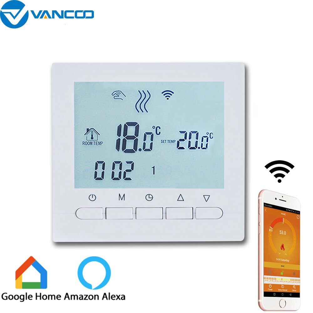 Vancoo Wifi Gas Boiler Thermostat Digital Temperature Wireless Touch Screen LCD Display Mobile Phone Program Thermoregulator