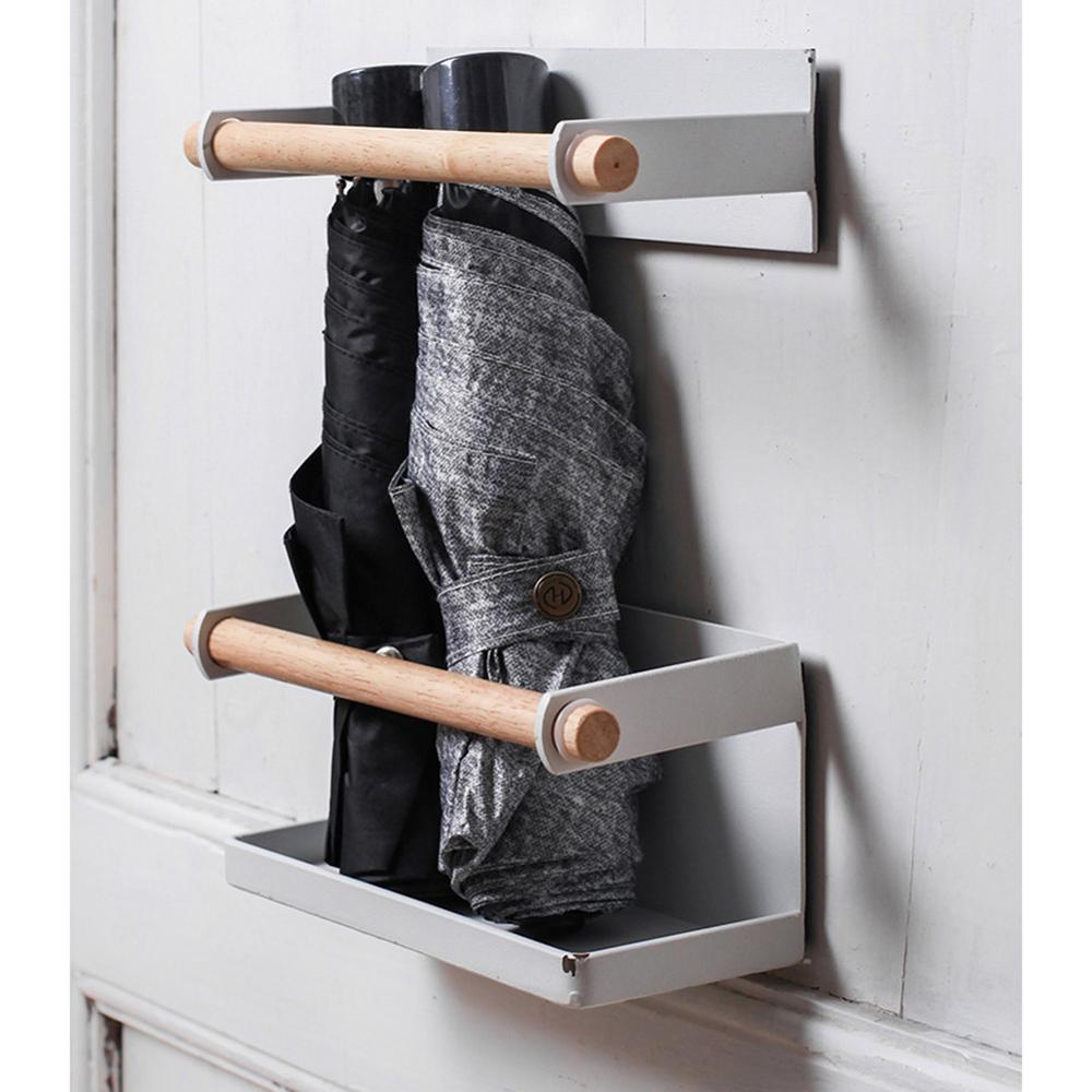 White Portable Wall Mounted Umbrella Stand Rack Magnet Umbrella Storage Holder Shelf for Home Office Umbrella Holder