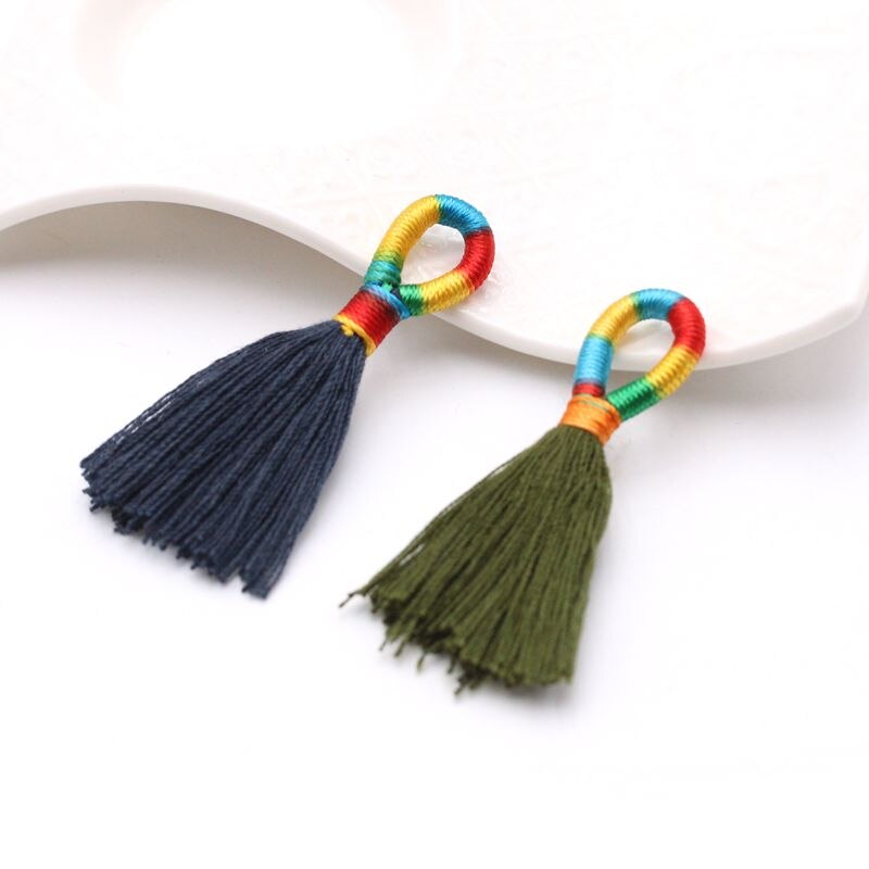 Lote de 5 unidades de borlas de seda y poliéster de 6CM para costura, accesorios para cortinas, joyería, pendientes, accesorios para boda