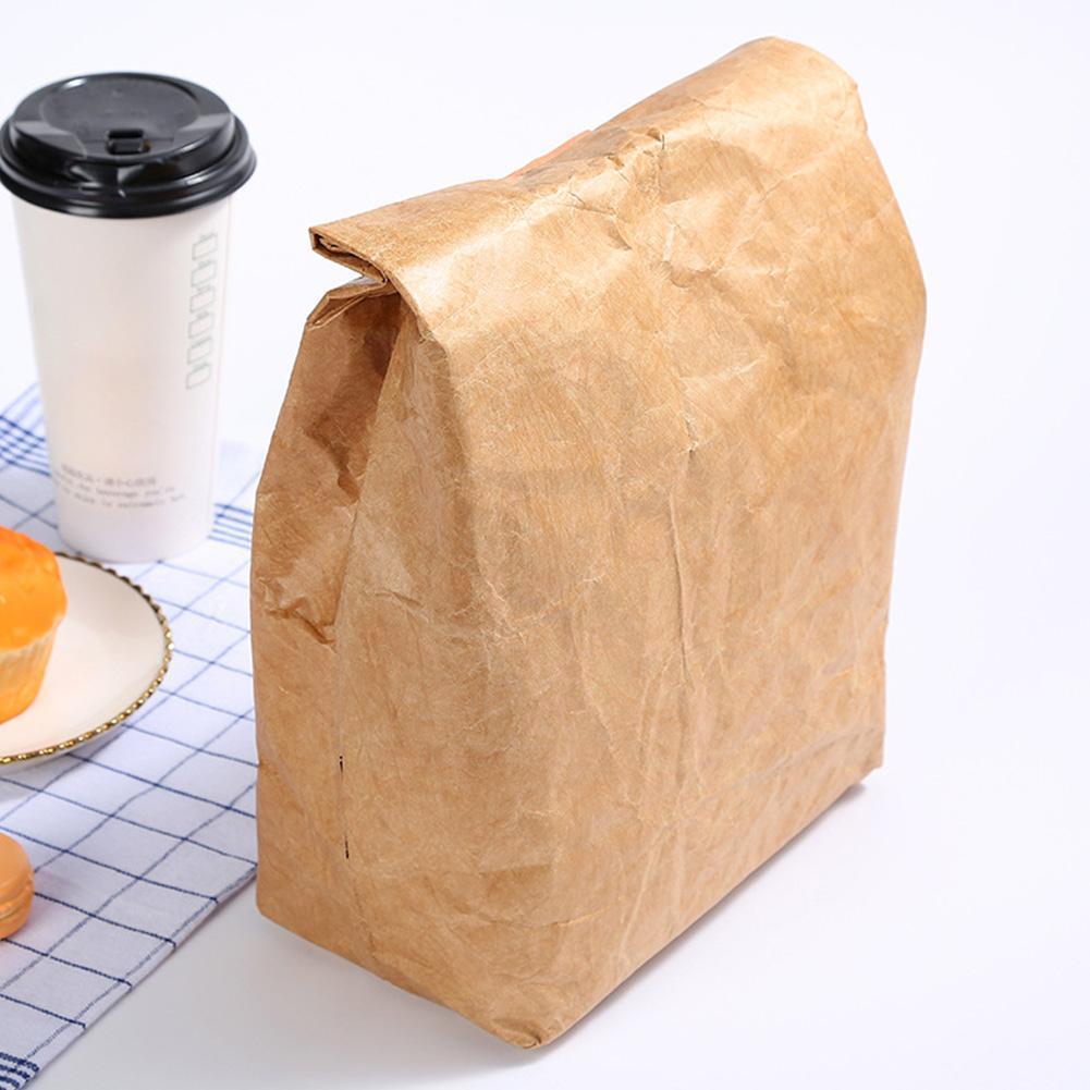 Foldable Reusable Leakproof Kraft Paper Lunch Bag Waterproof Aluminum Outdoor Paper Picnic Film Z6r5