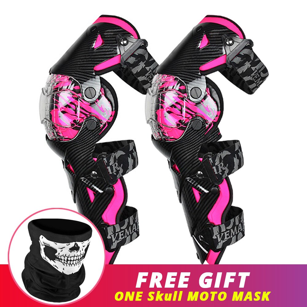 Genouillères roses pour Moto, protection des genoux pour femmes et hommes, équipement de protection: E-18 Pink