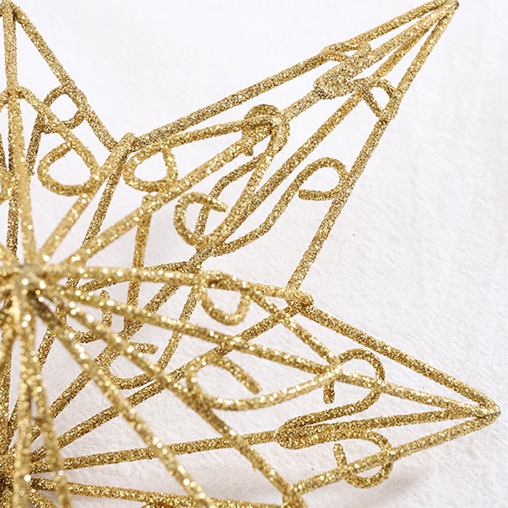 1Pc Exquisite Iron Art Ornament Beautiful Tree Top Flash Star Five-point Star Table Topper for Christmas Tree Xmas Decor