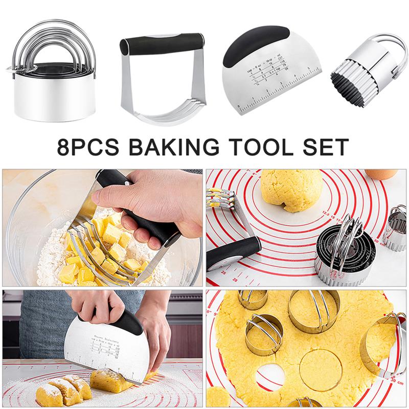 8pcs Dough Blender Set Kitchen Stainless Steel Pastry Cutter Dough Pastry Blender Bakeware Sets for Home Baking