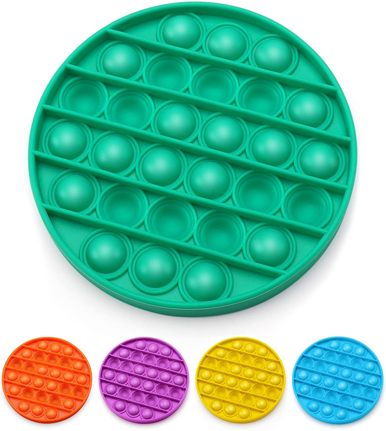 Round Silicone Push Pop Bubble Fidget Sensory Toy Stress Reliever Extrusion Game Educational STEM Playing Board Anxiety Relief