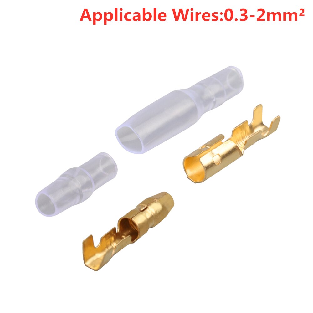 Terminal de bullet para coche, Conector de cable eléctrico de 4mm de diámetro, juego de 50 juegos = 4,0 uds, terminal de prensado en frío hembra + macho + funda