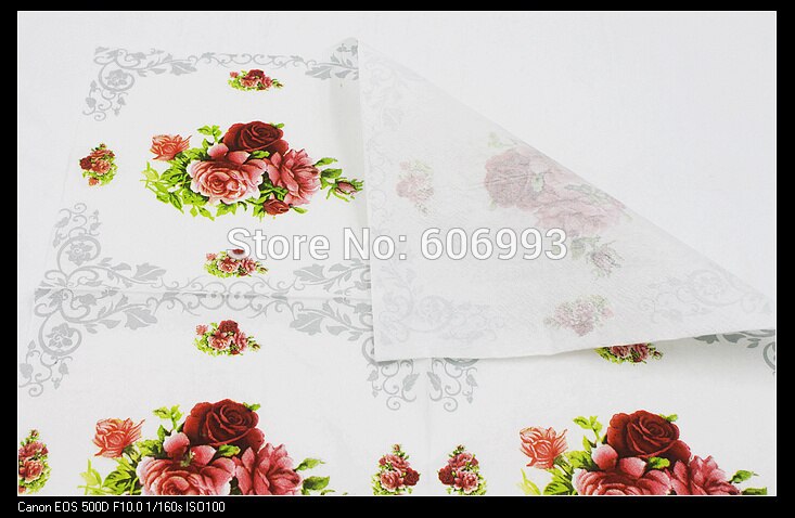 [Rainloong] Bloem Papier Servet Rose Feestelijke & Party Tissue Servetten Decoupage Decoratie Papier 33 Cm * 33 Cm 20 Stks/pak/Lot