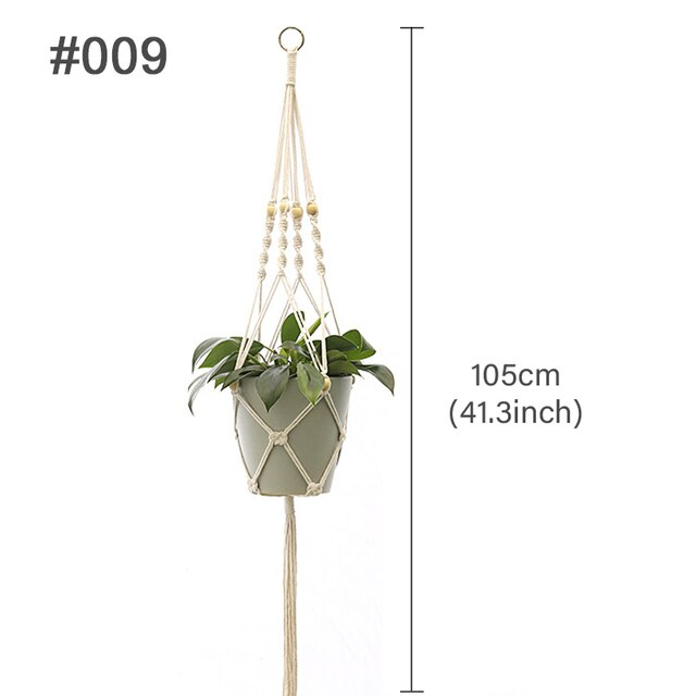 Colgador de macramé hecho a mano para plantas, maceta de flores, colgador para decoraciones de pared, Patio, jardín, cesta colgante: 5