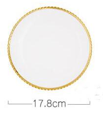 Gold inlay food dishes dinner plate flower edge famous brand steak plate: 178MM