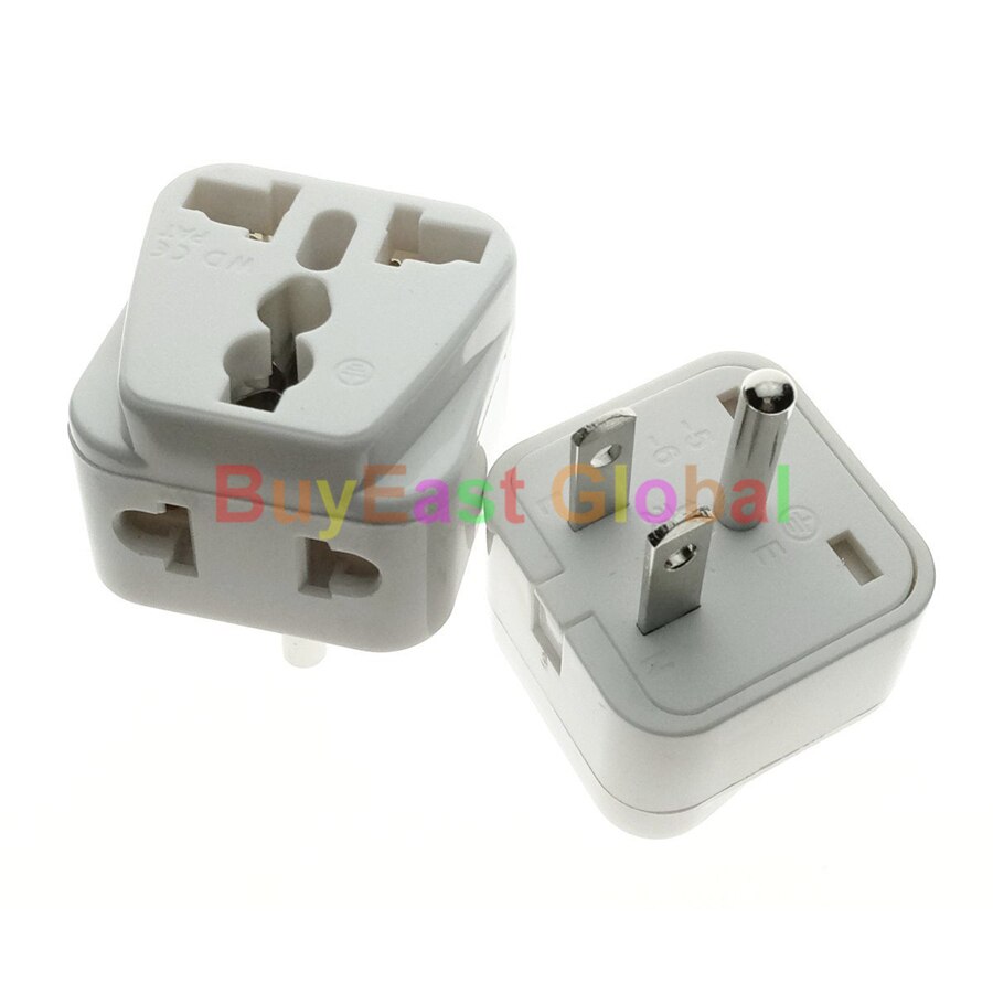 (Pack 2) Universal to USA, Canada, 2 IN 1 Electrical Plug Adapter AC100~250V 10A White Color