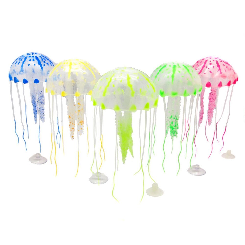 5.5 CM Gloeiende Effect Kunstmatige Kwallen Aquarium aquarium Decoraties Siliconen Aquaria Kleine Ornament