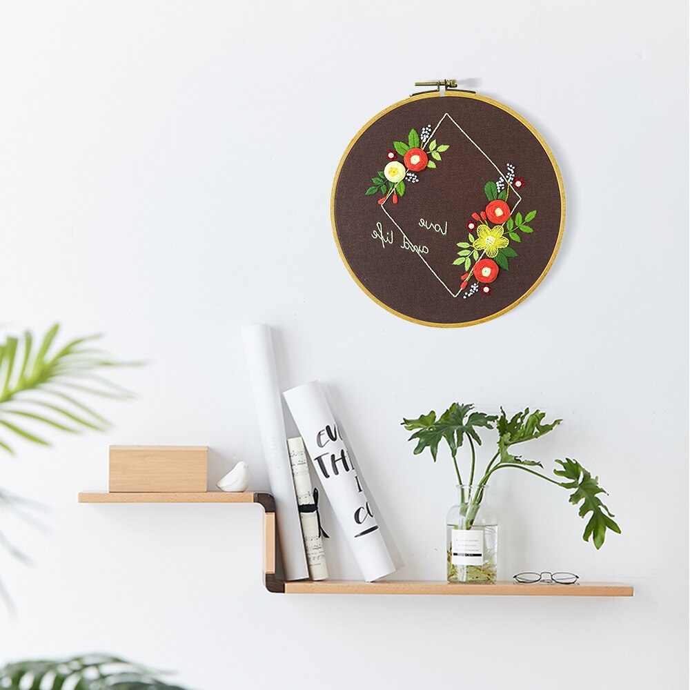 Flower Printed Embroidery Kit for Beginner Needlework Cross Stitch Set Handmade Sewing Art Wall Embroidery Painting Home Decor