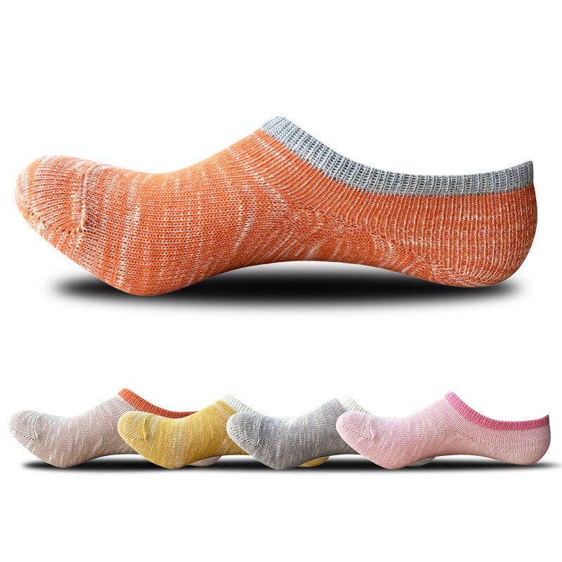 5 Paia Calzini Invisibili - Misto Cotone - Antiscivolo - Traspirante - Taglia Donna 36-39: Misto cinque colori