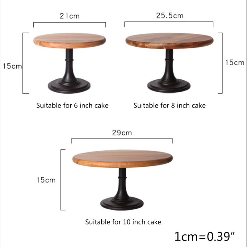 Tall Solid Wood Cake Pan Round Pedestal Dessert Table Tray Stand Holder Cupcake Display Rack Bakeware Birthday Wedding S