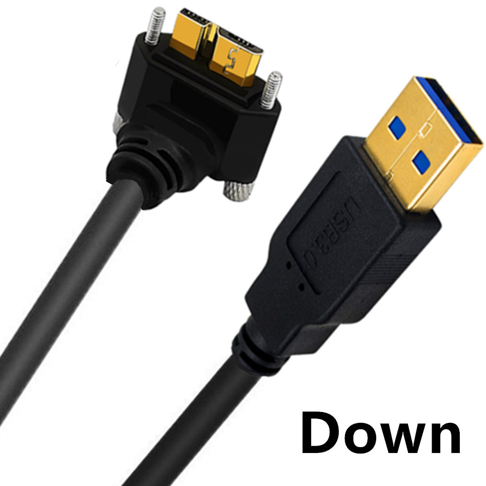 Gold Plated 3.0 Wire Camera Hard Drive Box Player USB A M To MICRO B Elbow With Fixed Screw Data Cable: Silver / 1.8m