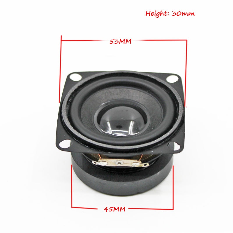 2pcs 4 Ohm 3W Loudspeaker 53MM Square Black Speaker 45MM External Magnetic PU Edge Black Cap Height 30MM