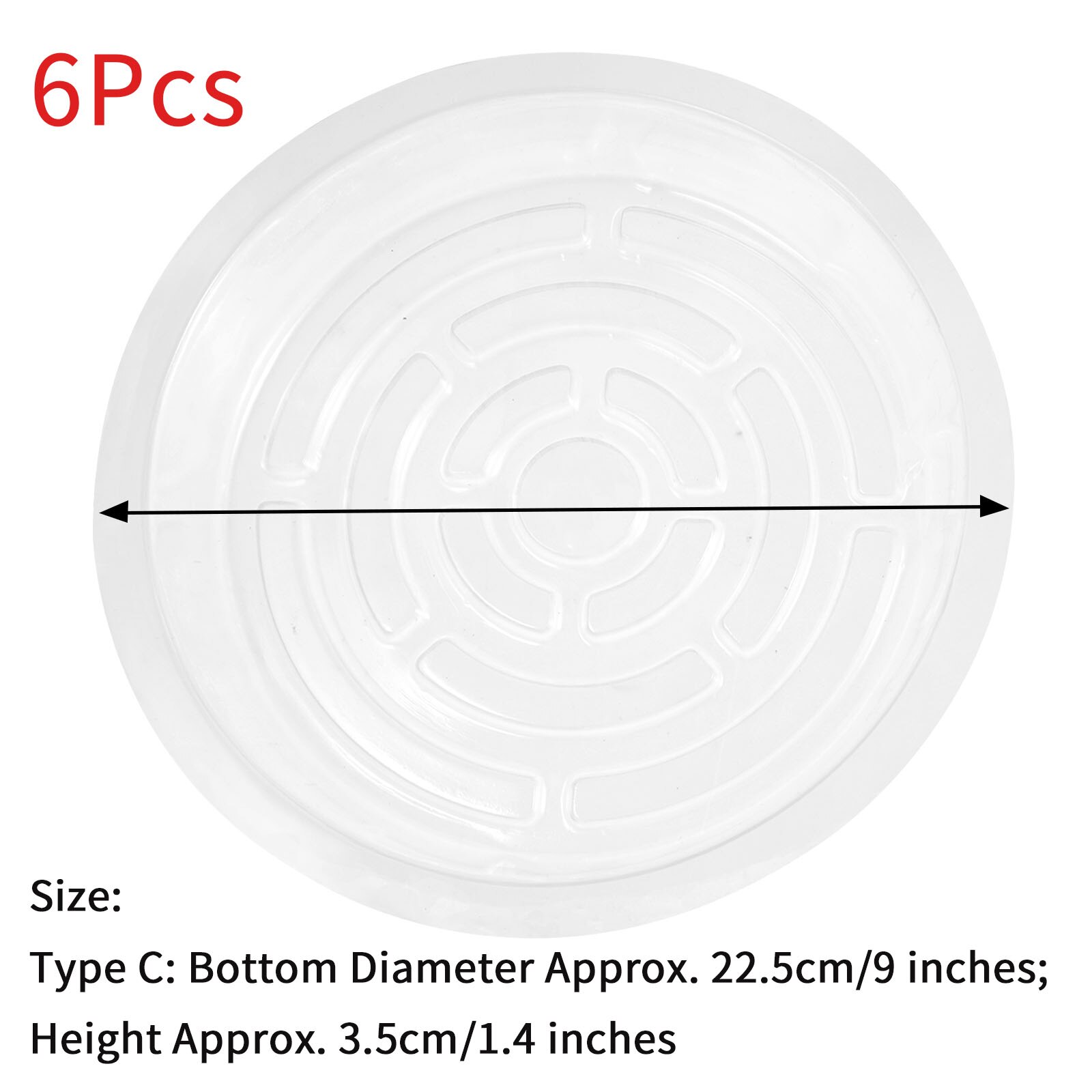 6 Round Drip Trays Flower Pot Holder Container Plastic Dripping Plates for Indoor Outdoor Plant Pots Garden Balcony Planter Tray: Transparent C