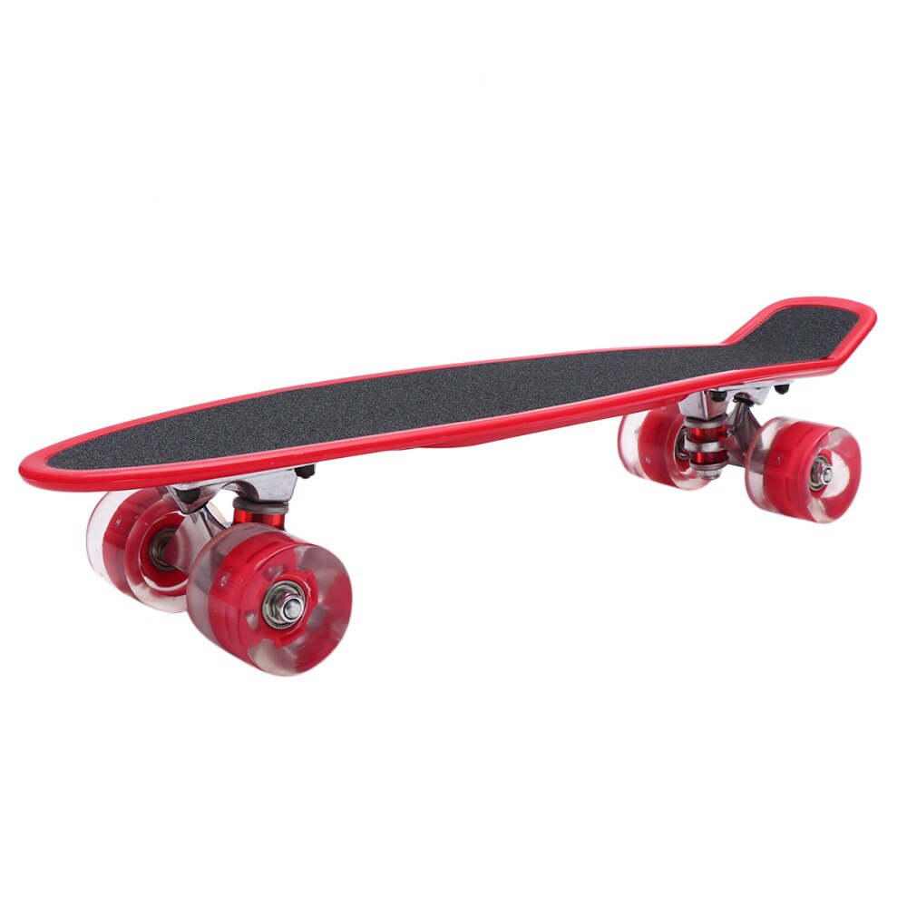 Skateboard Dull Polish Durable 56cm Flashing Four-Wheel Skateboard Slide Plate For Outside Park Outdoor Sport Street Skateboard: Red