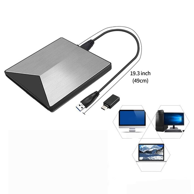 Reproductor de DVD y CD externo, unidad de DVD, USB 3,0, tipo C, para portátiles, Windows y Linux