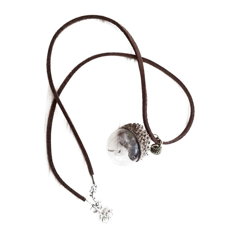 1pc eikelschelpen paardenbloem glazen hanger ketting voor dames sieraden 45+5cm