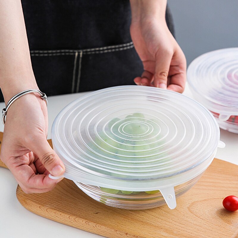 6 stuks/set siliconen rekdeksels universele deksel siliconen kom pot deksel siliconen deksel pan koken voedsel vers deksel magnetron deksel