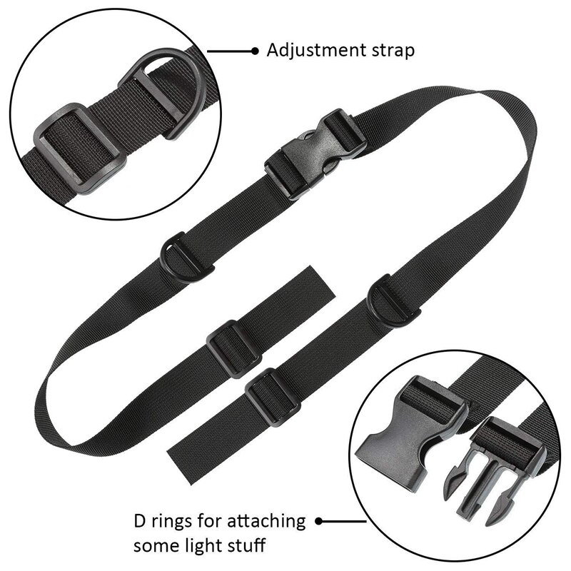 2 Pieces Backpack Chest Strap Adjustable Backpack Sternum Strap Chest Belt with Buckle for Hiking and Jogging, Black