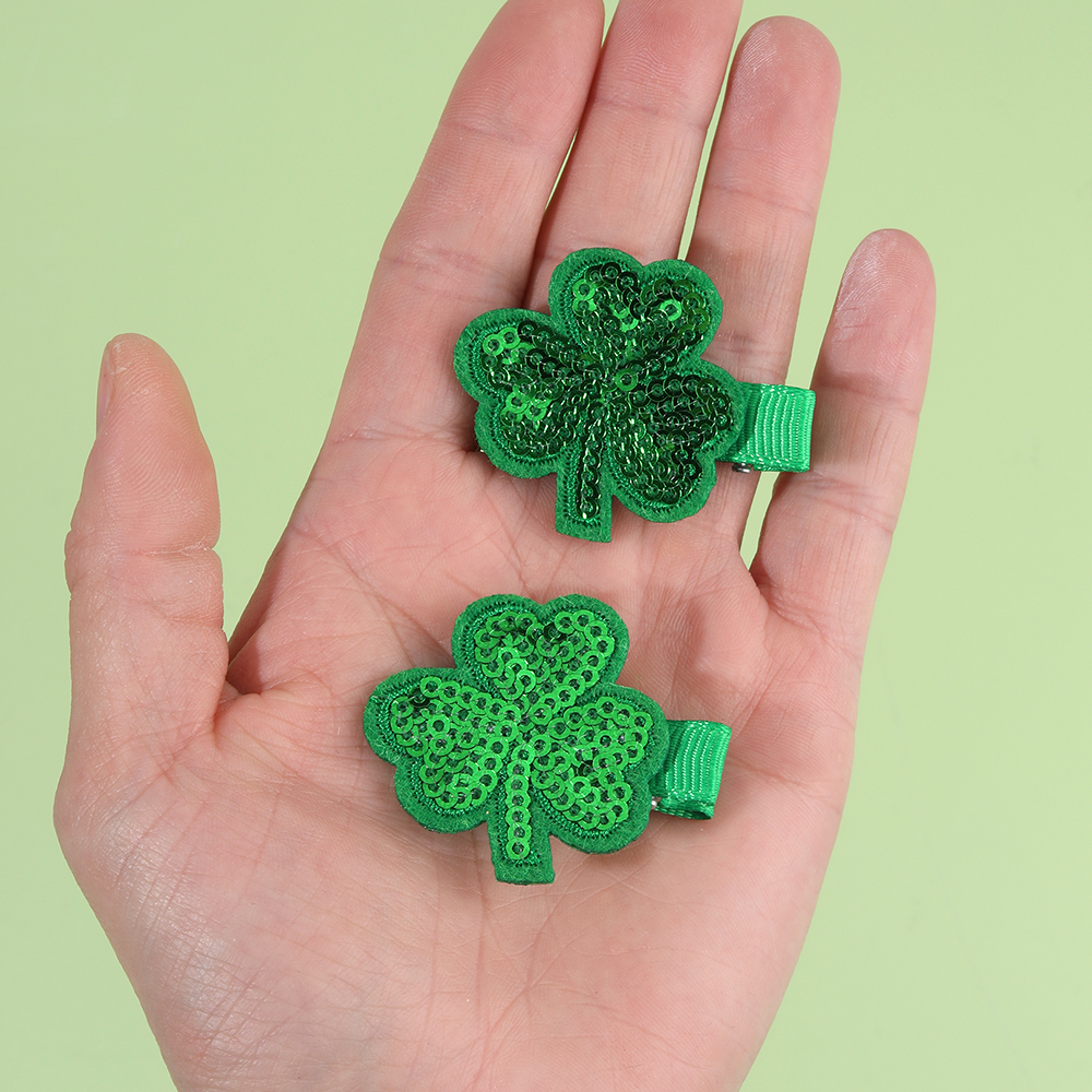 6 Stuks Klavertje Vier Haar Clip Verse Groene Pailletten Haarspelden Voor Baby Meisje Pony Volume Pin Kinderen haar Accessoires Hoofdtooi: Default Title