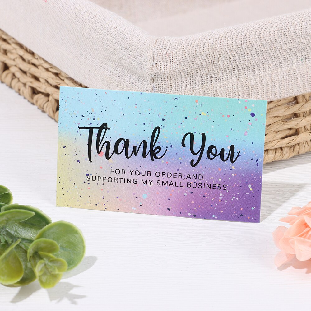 30Pcs Dank U Voor Ondersteunende Mijn Kleine Visitekaartjes Marbling Bedankt Cardstock Cadeaupapier Pakket Insert