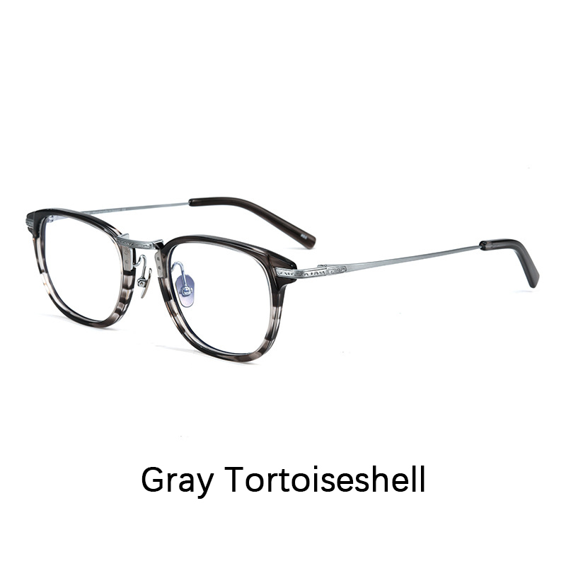 Montura de gafas cuadradas japonesas de titanio para mujer, anteojos fotocromáticos antiluz azul a la , de acetato, con montura completa, 2024: Oro / Multicolor