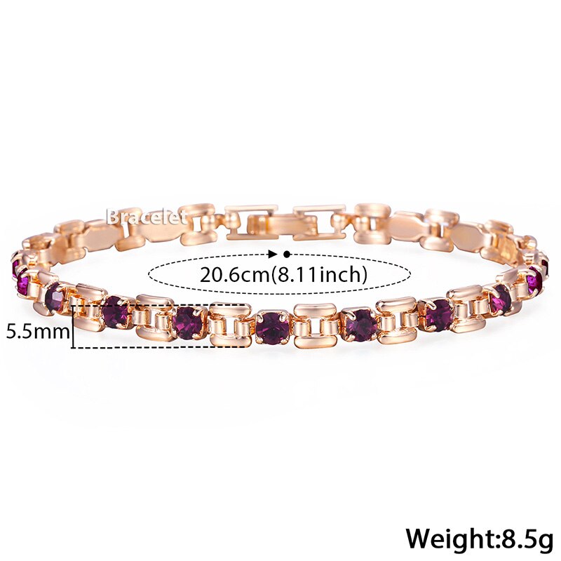 Davieslee-pulsera de oro rosa 585 para mujer, joyería cuadrada Bismark, varios colores, piedra CZ, , 5,5mm, LGBM101: GB437