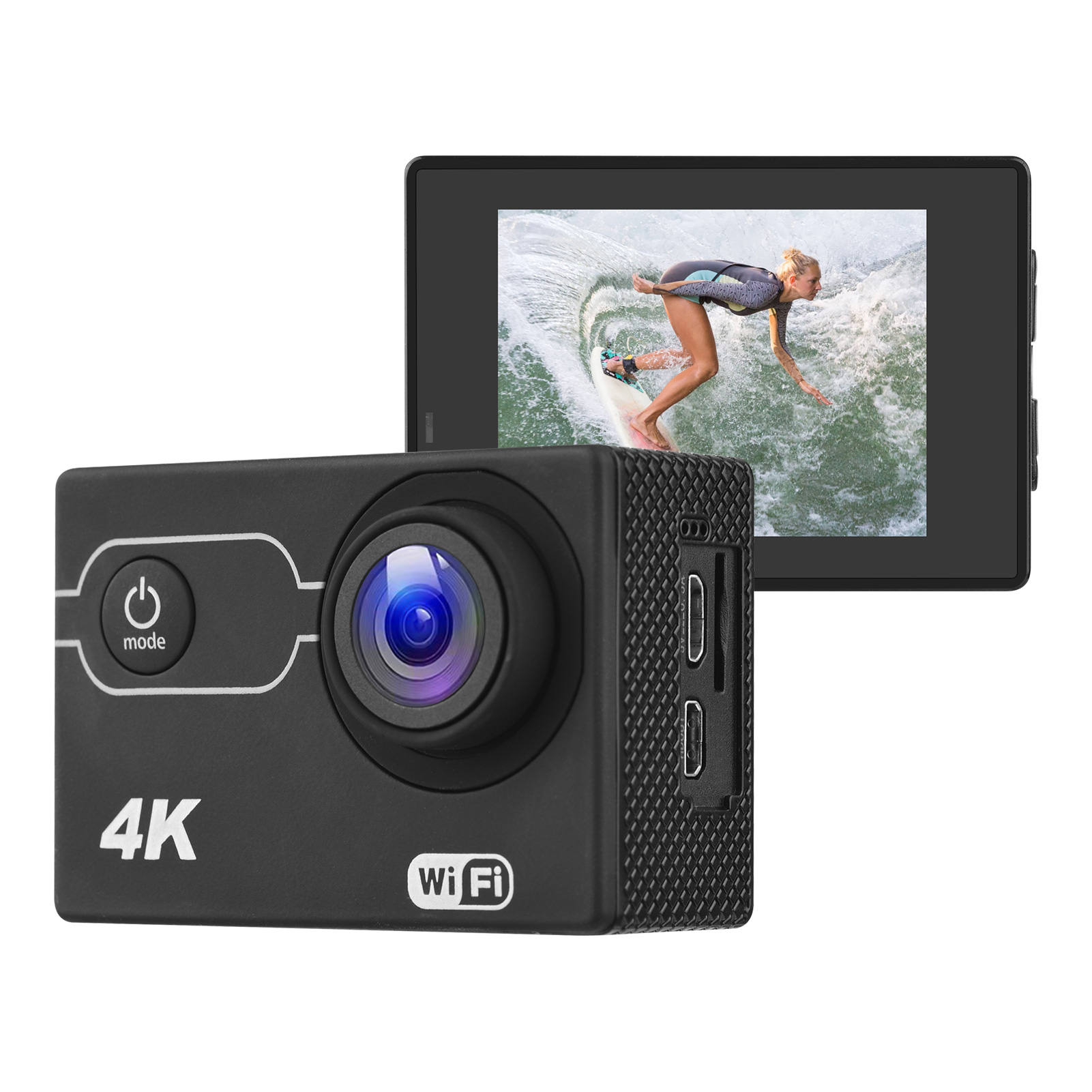4K/30FPS 16MP High Resolution Sports Camera Portable DV Camcorder with Waterproof Case 2" LCD Display Screen 170 Wide Angle