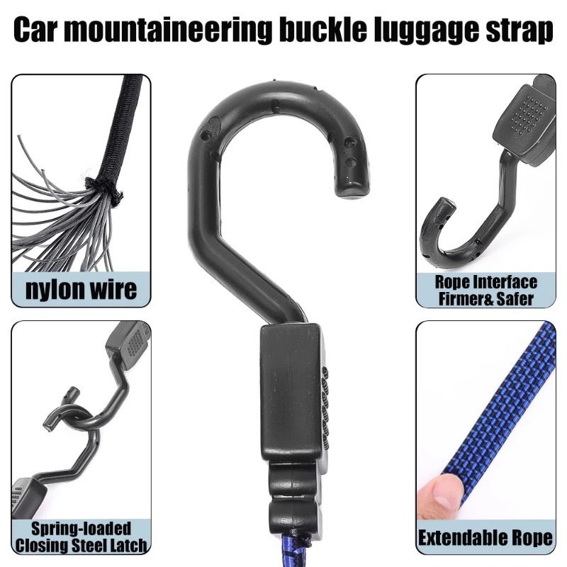Nuovi elastici Corda per bagagli in gomma Ganci per cavi Bici Corda per legare Bagagli per biciclette Portapacchi Cinghia Gancio a fascia fissa Accessori per auto