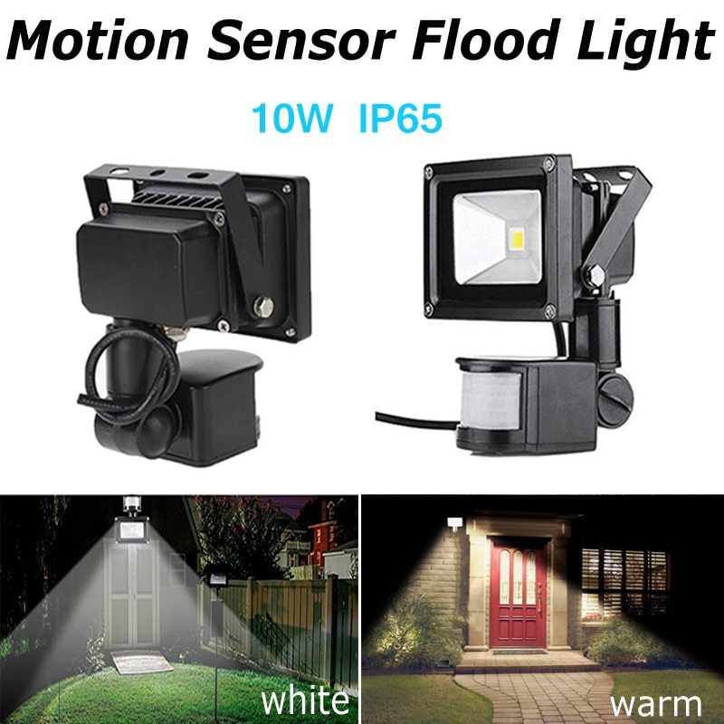 LED Flood Light PIR Motion Sensor Building Outdoor Spot Lamp Waterdicht Spotlight Landschap 10W Vierkante Yard 12V Hoge power