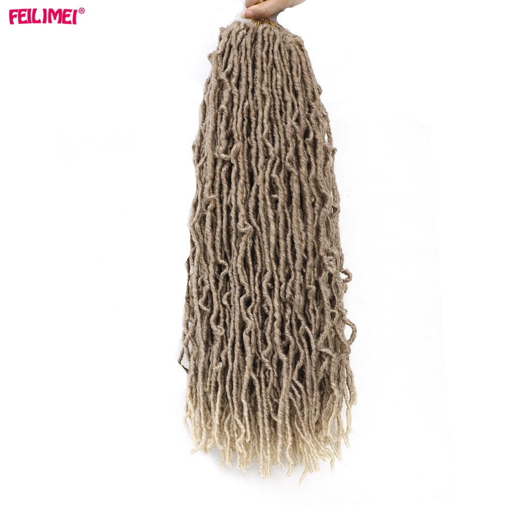 Feilimei Nu Faux locs Crochet Braids Hair 18Inch Synthetic Ombre Black Blonde Goddess Curly Hair Extensions: P27/613