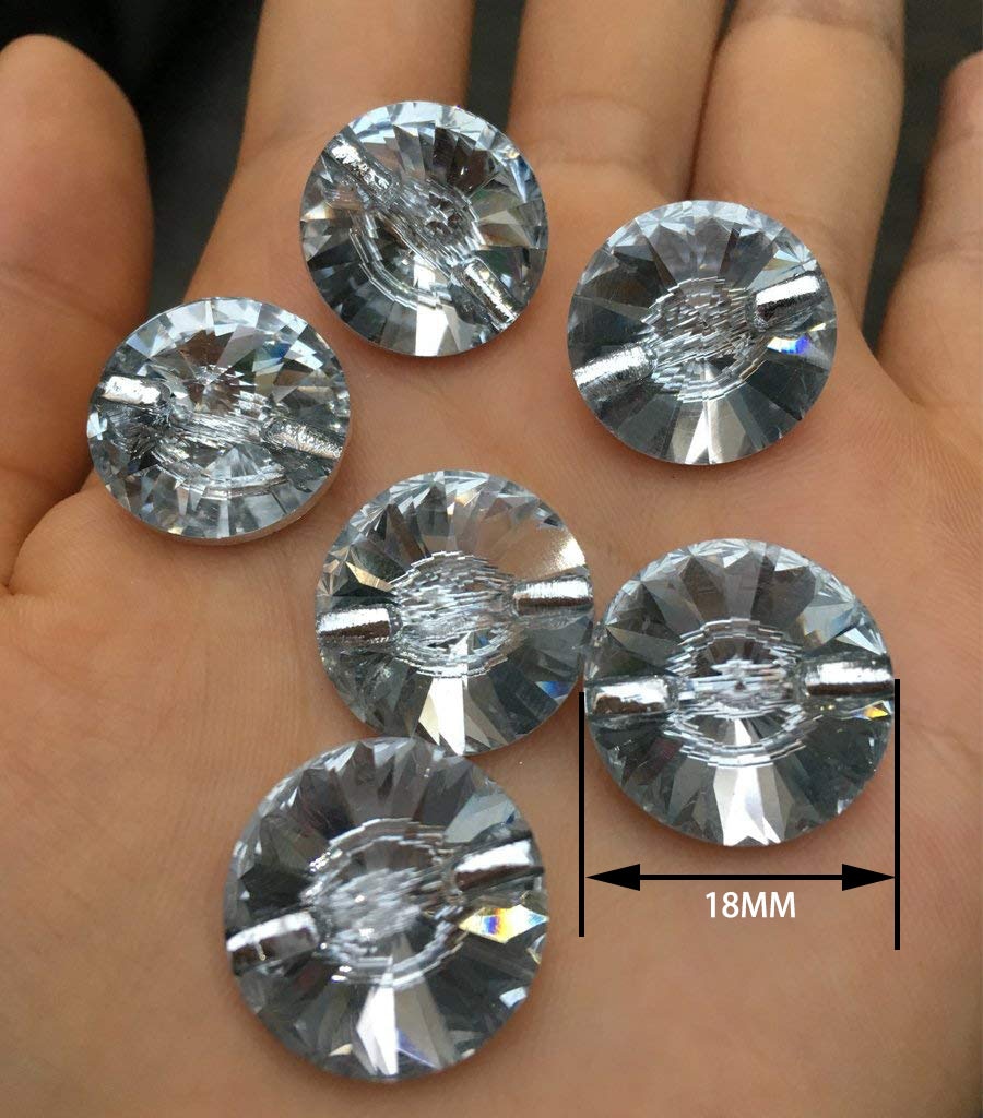 10pcs - 18mm Sewing On Crystal Buttons for Tufting Headboard Upholstery Clothing Flat Back Button Crafts 20mm