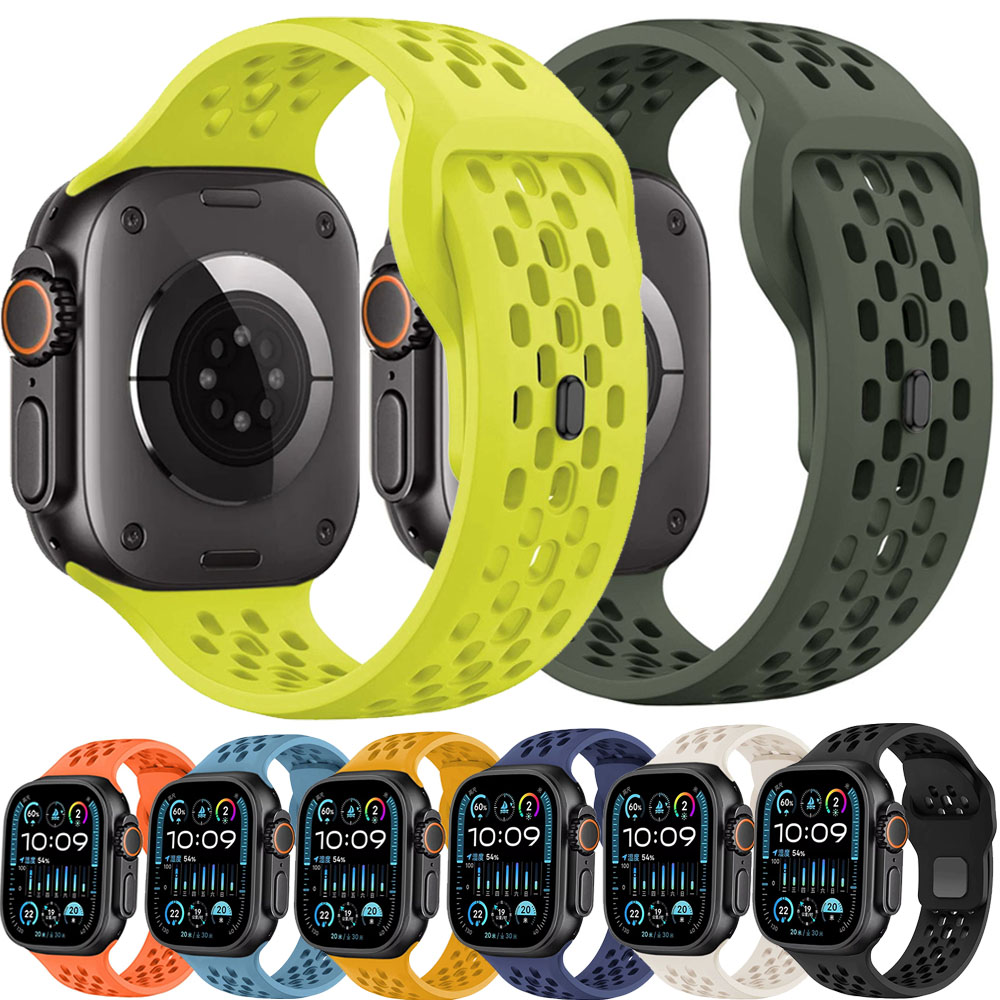 Correa de silicona para Apple Watch Correa 46mm 45mm 41mm 44mm 49mm 40mm 42mm pulsera Correa para Iwatch Series 10 9 8 7 6 5 SE Ultra 2