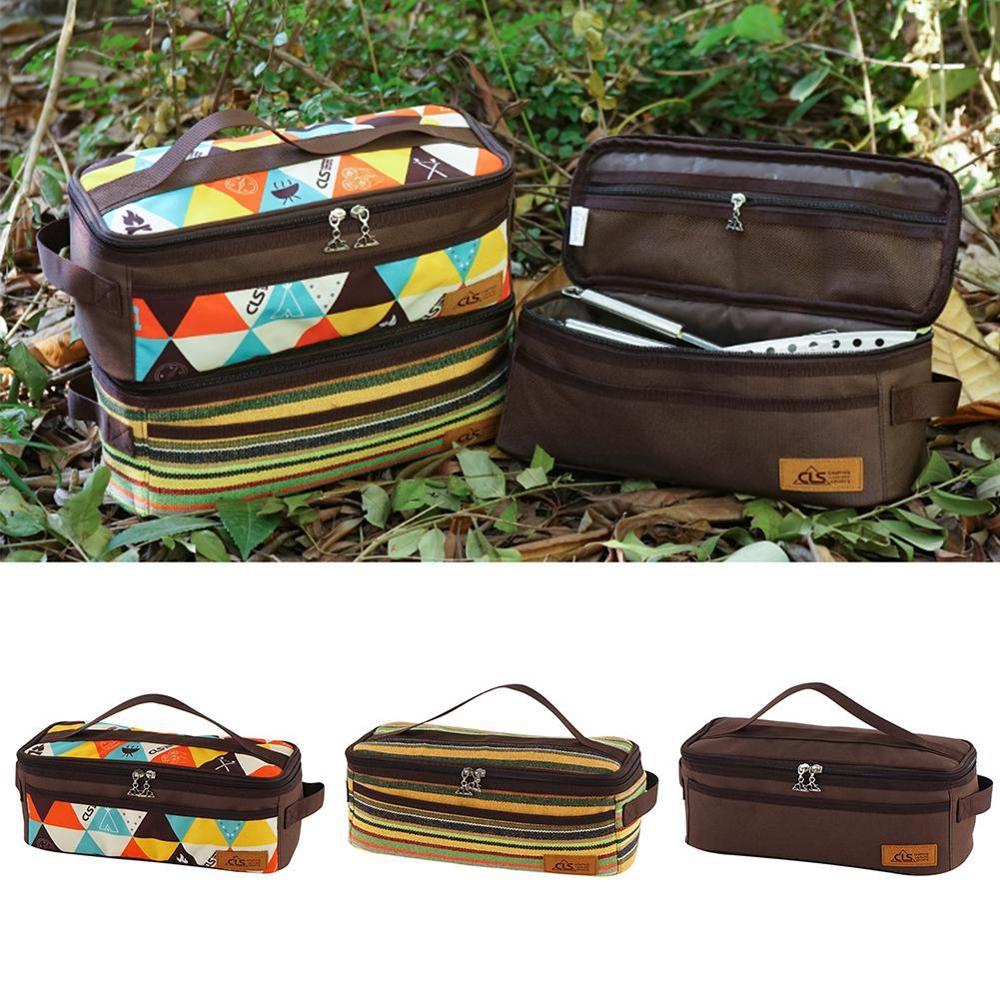 Bolsa de almacenamiento de utensilios de cocina para acampar al aire libre, menaje para barbacoa, bolsas para el armario, organizador portátil de lavado, equipaje, Picnic, Q7J6