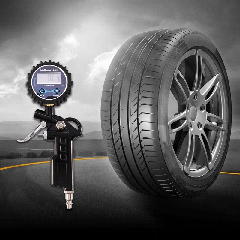 Digital Tire Inflator Pressure Gauge, 250 PSI Heavy Duty Air Chuck and Compressor Accessories with Hose and Quick Connect Plug f