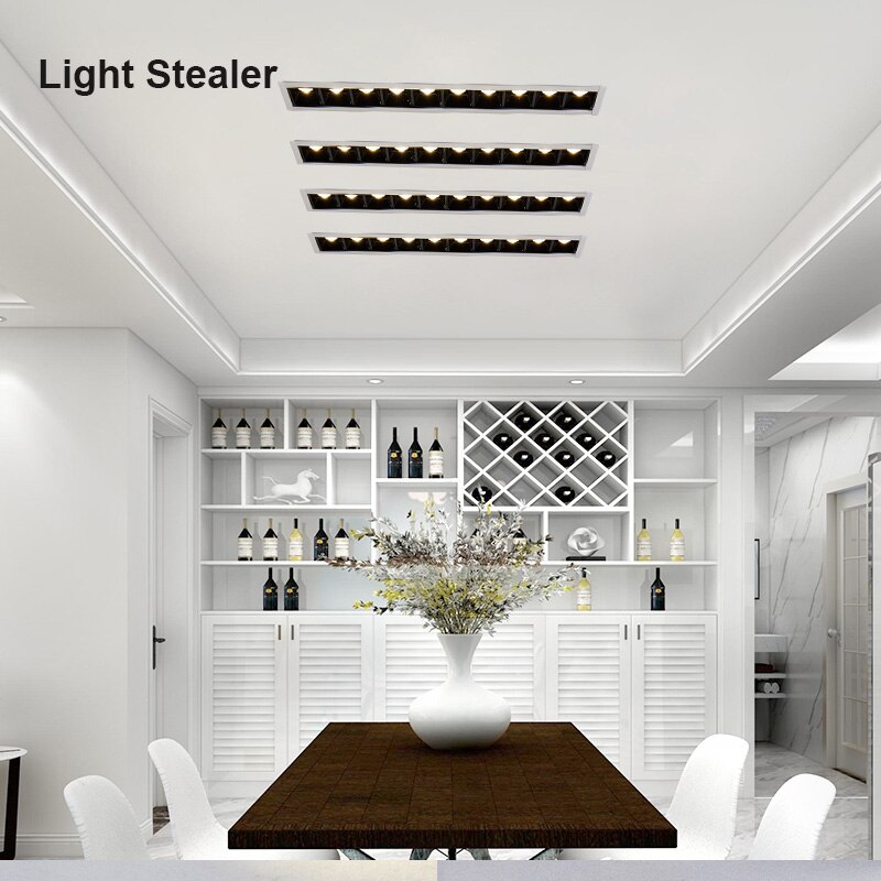 LED Recessed Linear Light Office Room Exhibition Hall AC85-265V 5W 10W 20W Anti-Glare Grille Line Spotlights