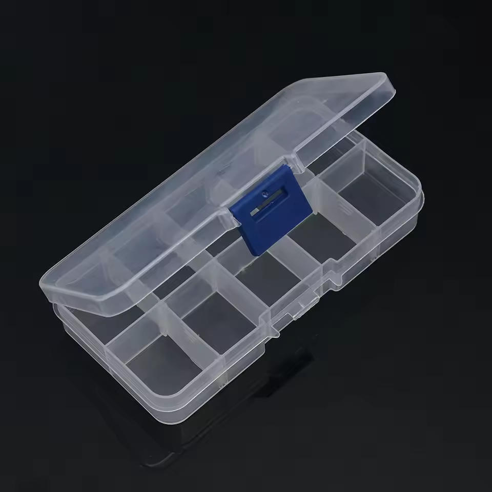 Caja de almacenamiento de plástico de 6-24 compartimentos, organizador, contenedor de joyería con divisores para cuentas, manualidades, suministros de joyería de costura