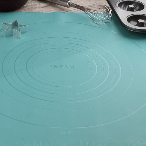 Me. fam Grote Maat 60X50 Cm Rimpelingen Siliconen Bakken Mat Antislip Hittebestendigheid Kneden Deeg Placemat non-stick Gebak Pads: Mint 1 Pieces