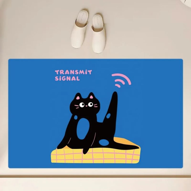 Niedliche schwarze Katze bat matt Kieselalgen Schlamm rutsch feste Karikatur Fuß matt Super saugfähige Küche Teppich Toiletten boden Teppich Heimat Zimmer Dekoration: verrotten / 1700MMx2400MM