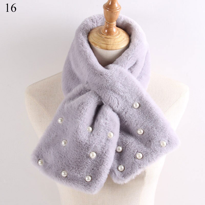 Imitatiebont warme dames sjaal winter dikke snood sjaal imitatiebont zachte sjaals effen kleur kraag sjaal voor dames: 16