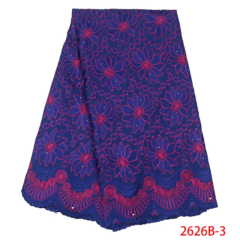 Schweizer Schleier Schnürsenkel in schweiz Afrikanischen Trockenen Spitzen Stoff Emboridery Baumwolle mit steinen KS2626B-1