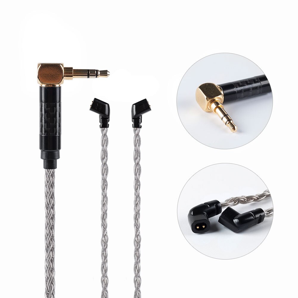 HiFiHear Audio Cable - 16 Core Plated Silver - MMCX/2Pin Connector - 4.4/3.5/2.5mm Plug: QDC 3.5
