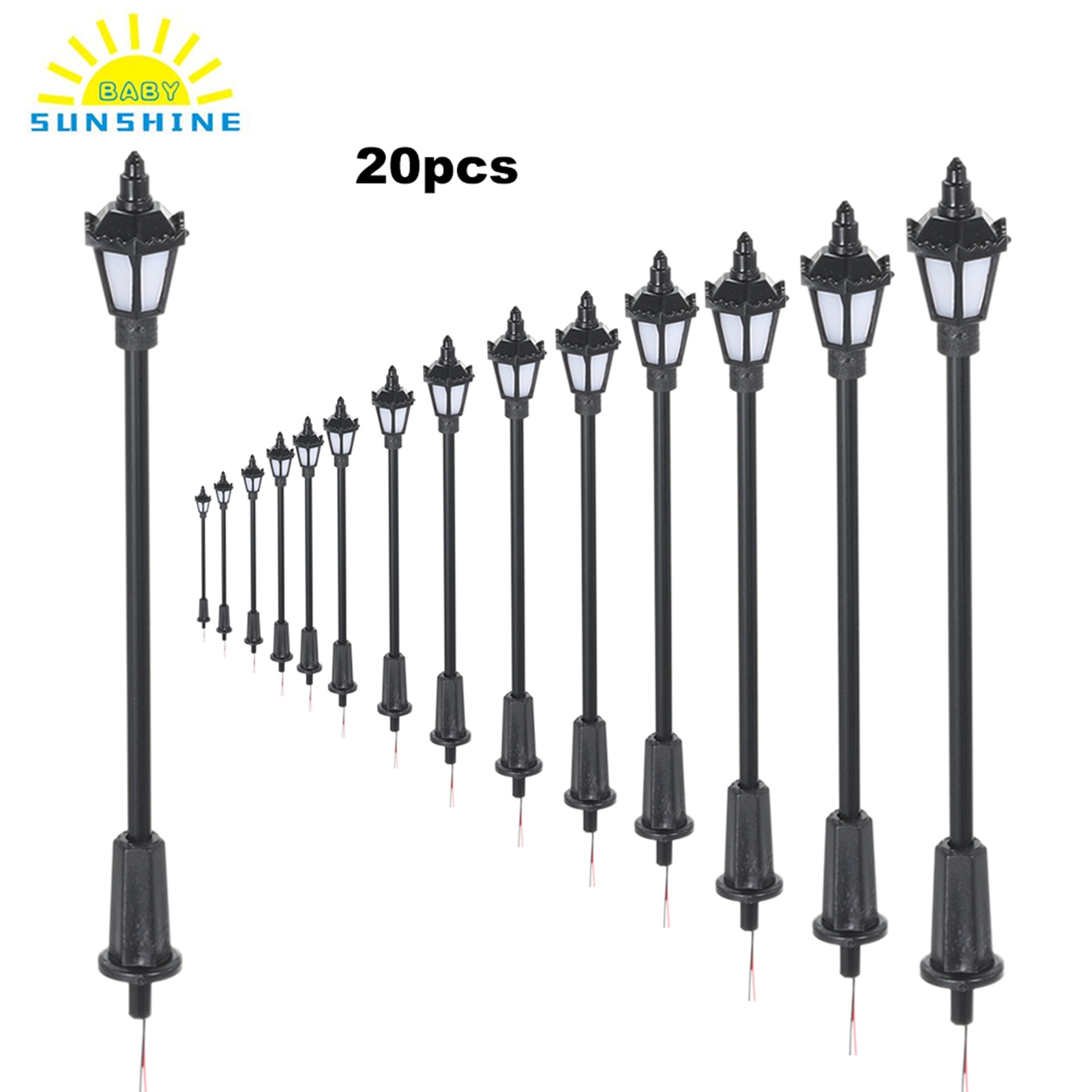 20Pcs Wit/Warm Wit Model Straatverlichting Layout Lantaarnpaal Spoorweg Trein Tuin Speeltuin Landschap Led Lamp Verlichting 100/70Mm